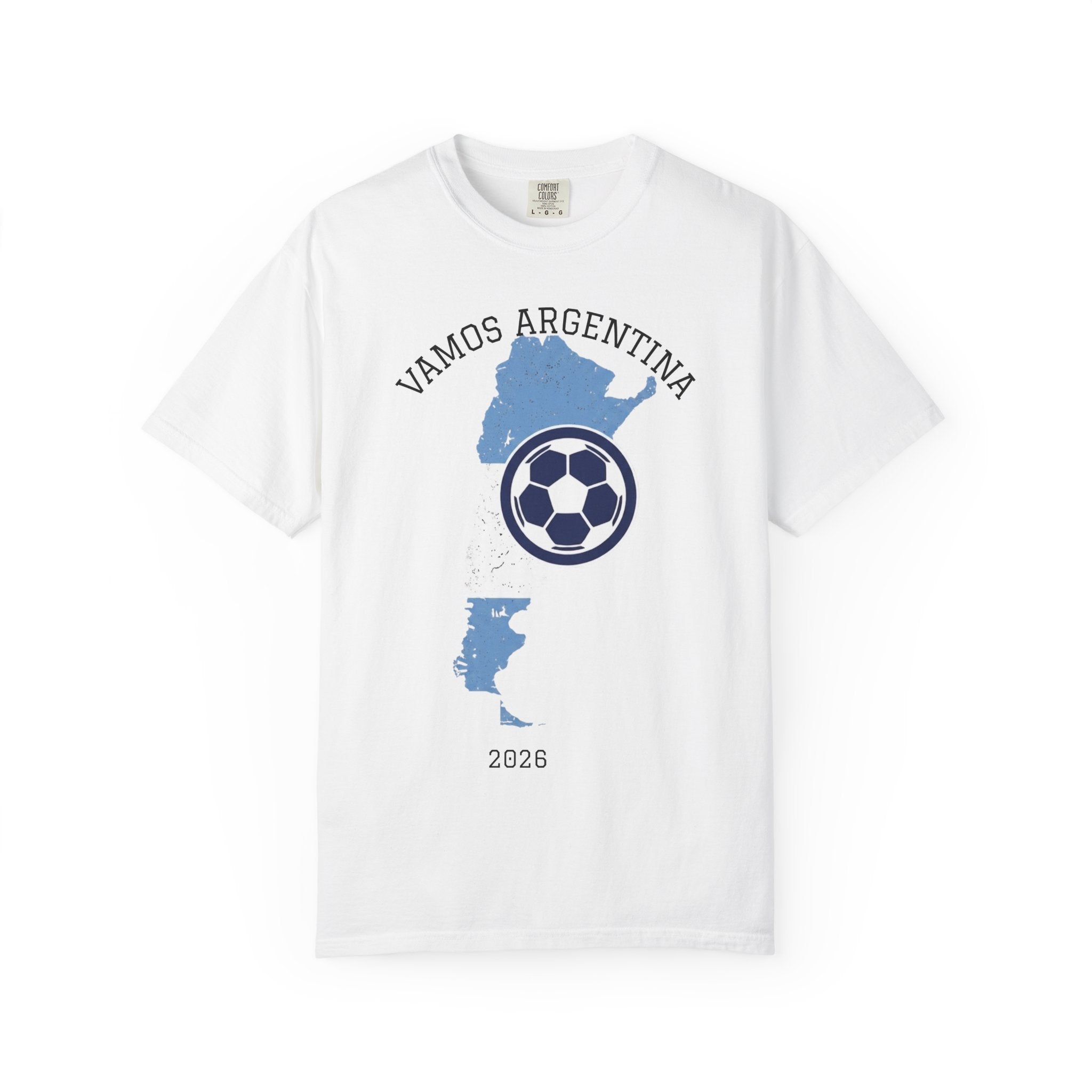 Vamos Argentina Soccer T-Shirt — 2026 Argentina Map Football Tee