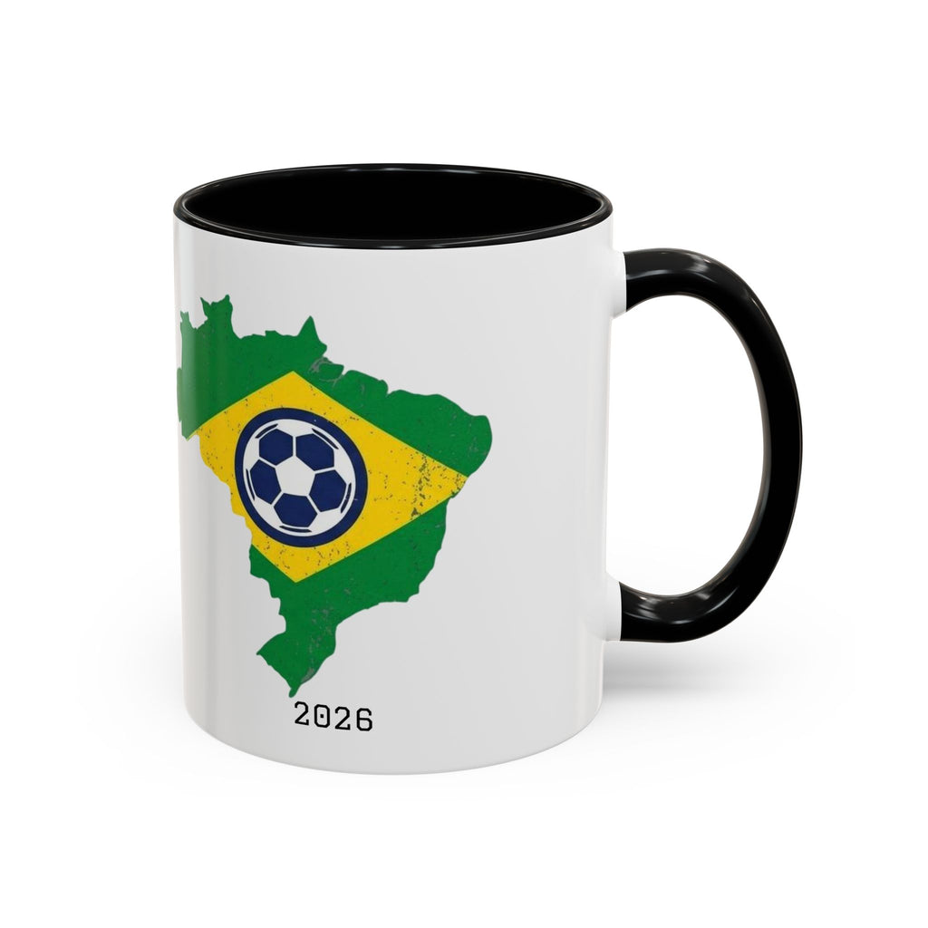 Brazil Map Soccer Coffee Mug — 2026 World Cup Brazil Flag Design