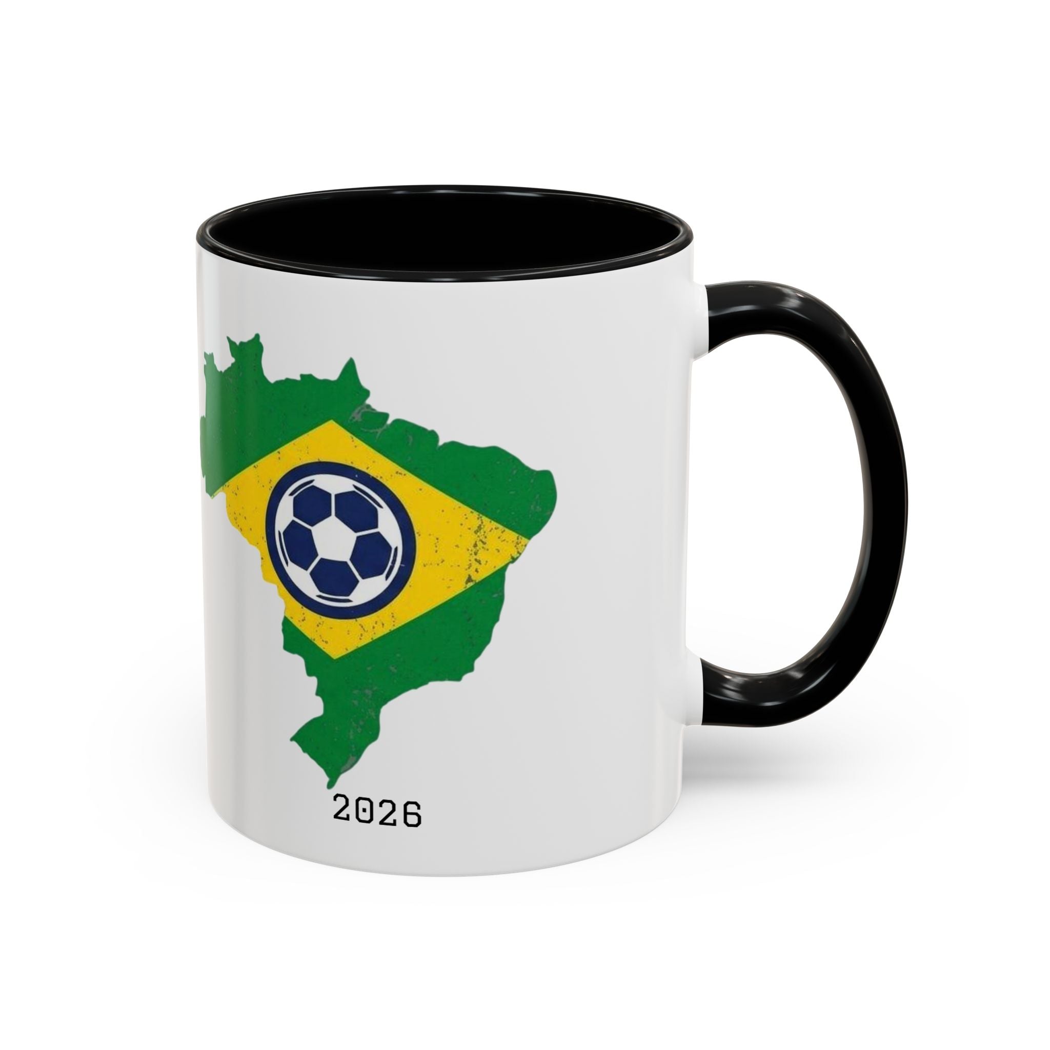 Brazil Map Soccer Coffee Mug — 2026 World Cup Brazil Flag Design