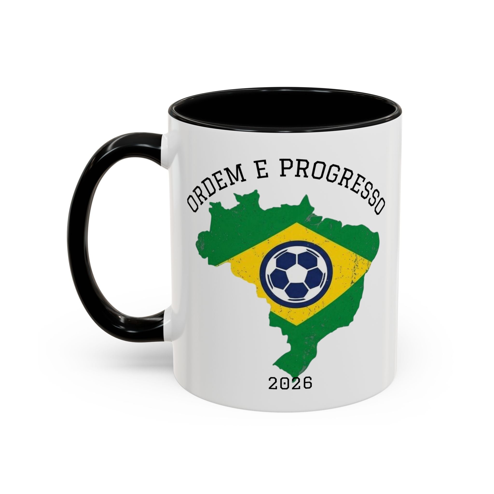 Brazil Map Soccer Coffee Mug — 2026 World Cup Brazil Flag Design