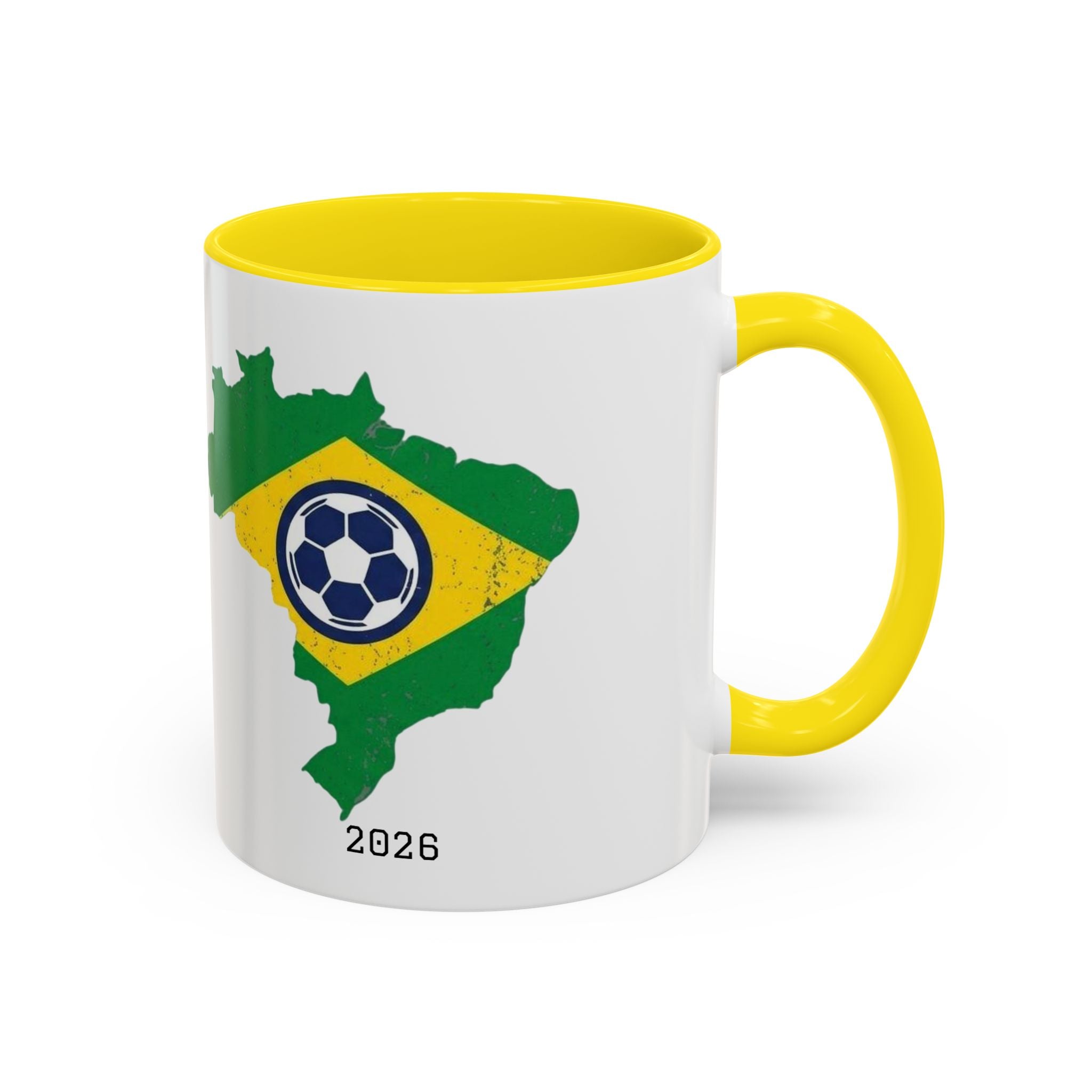 Brazil Map Soccer Coffee Mug — 2026 World Cup Brazil Flag Design