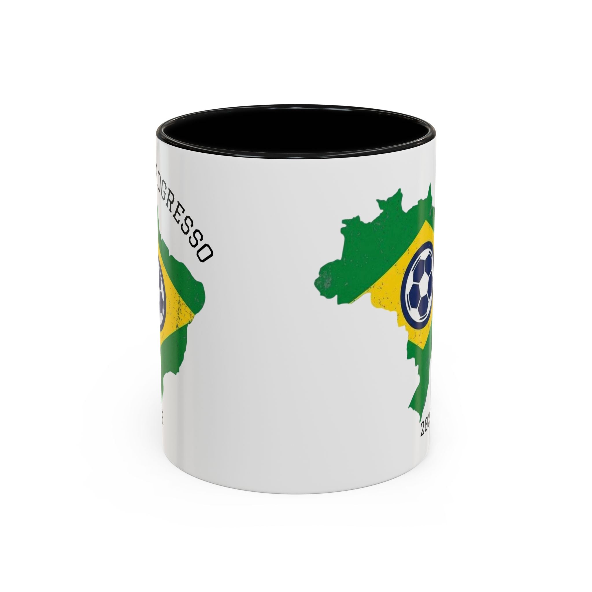 Brazil Map Soccer Coffee Mug — 2026 World Cup Brazil Flag Design