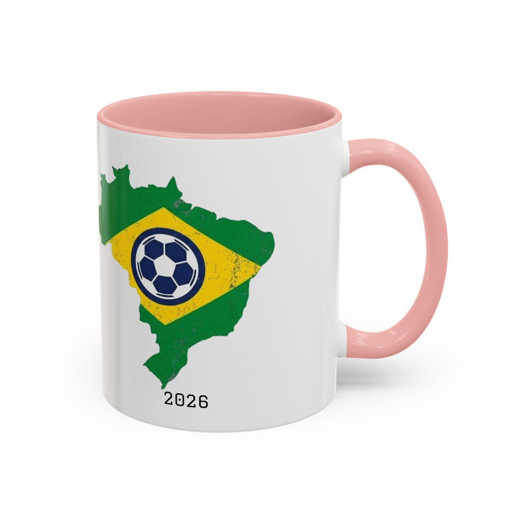 Brazil Map Soccer Coffee Mug — 2026 World Cup Brazil Flag Design