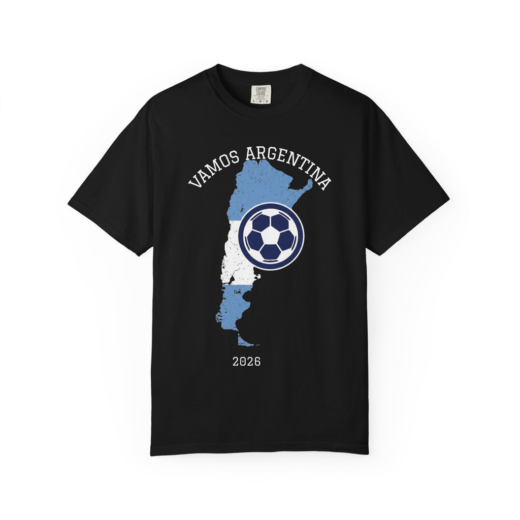 Vamos Argentina Soccer T-Shirt — 2026 Argentina Map Football Tee