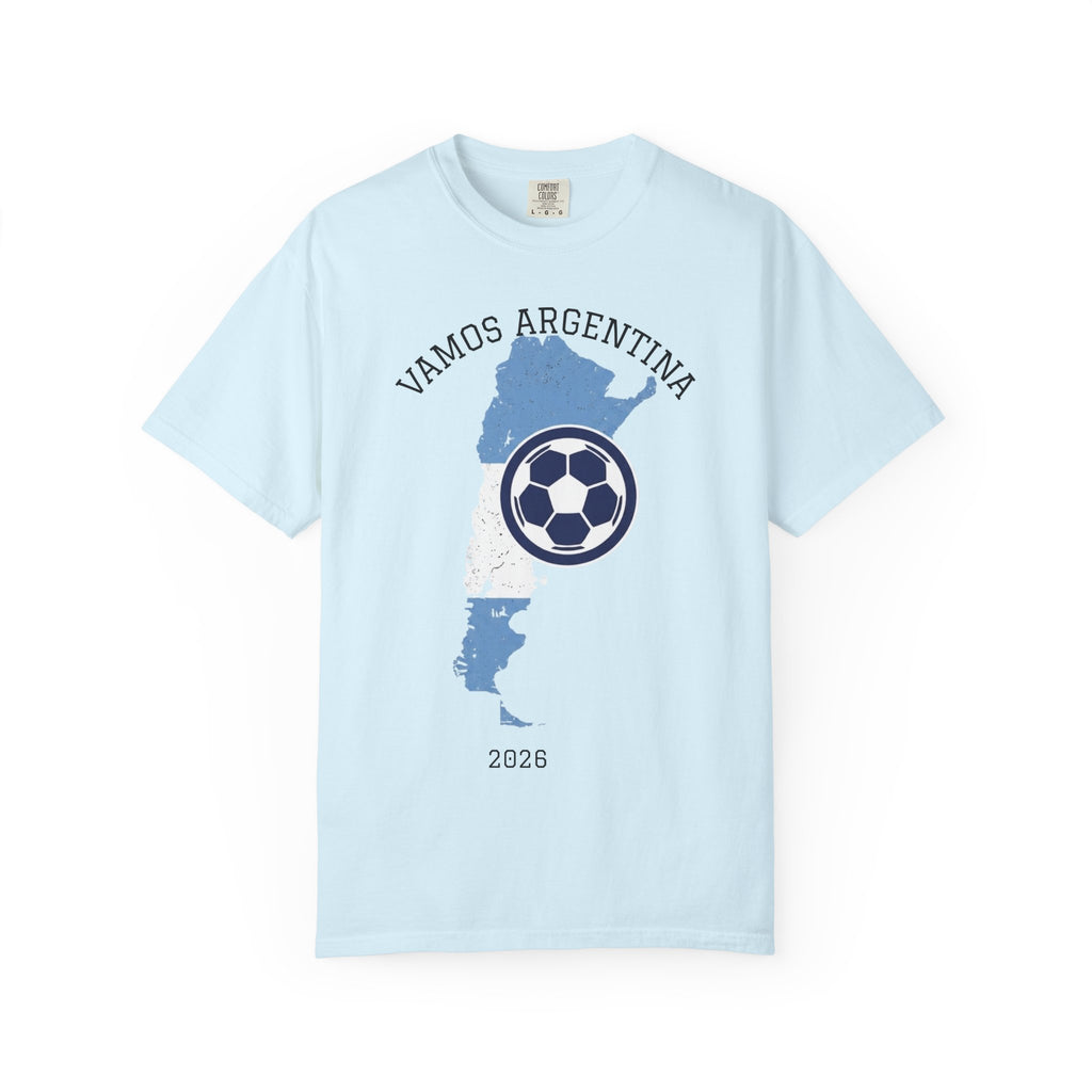 Vamos Argentina Soccer T-Shirt — 2026 Argentina Map Football Tee