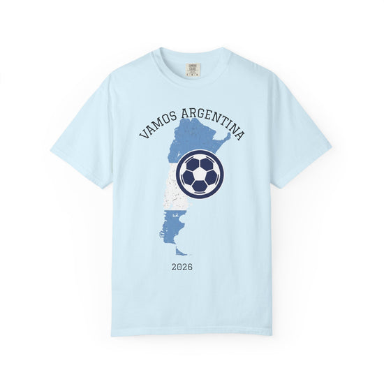 Vamos Argentina Soccer T-Shirt — 2026 Argentina Map Football Tee