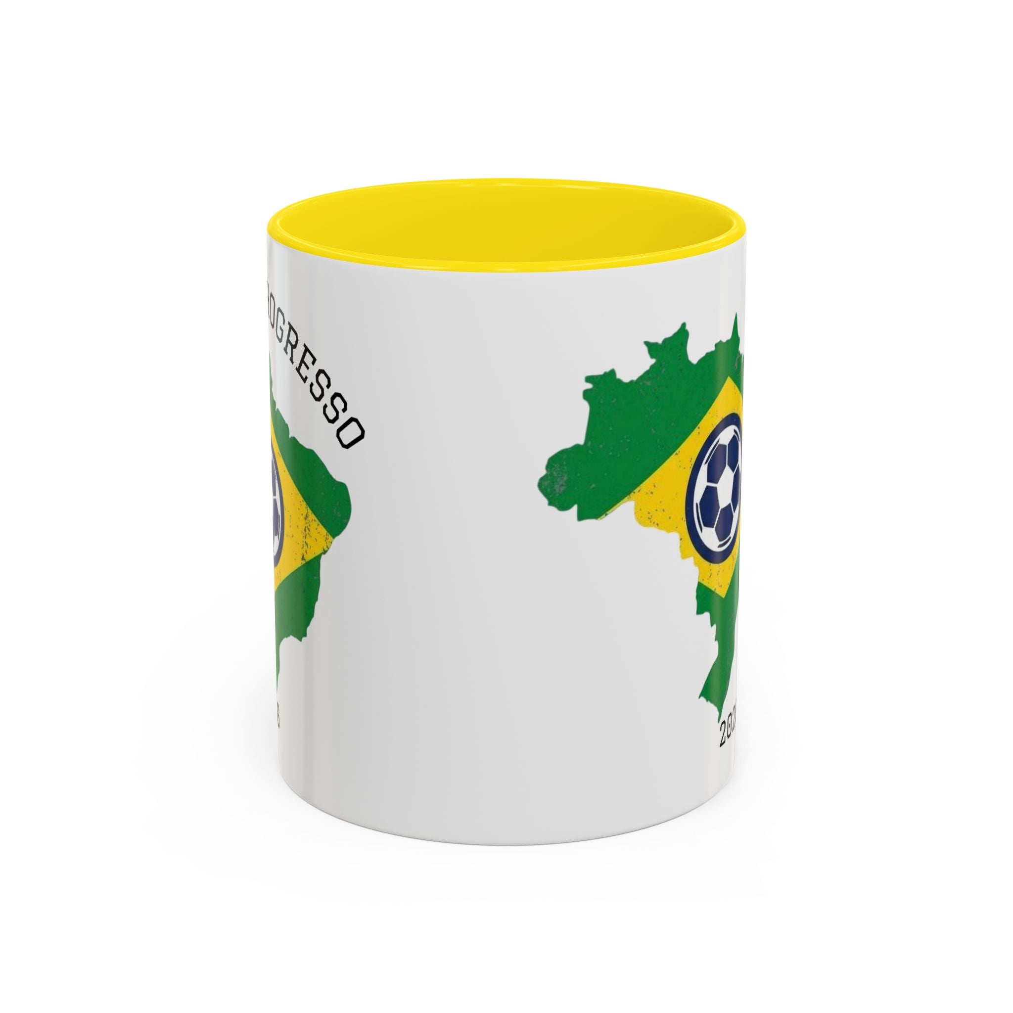 Brazil Map Soccer Coffee Mug — 2026 World Cup Brazil Flag Design