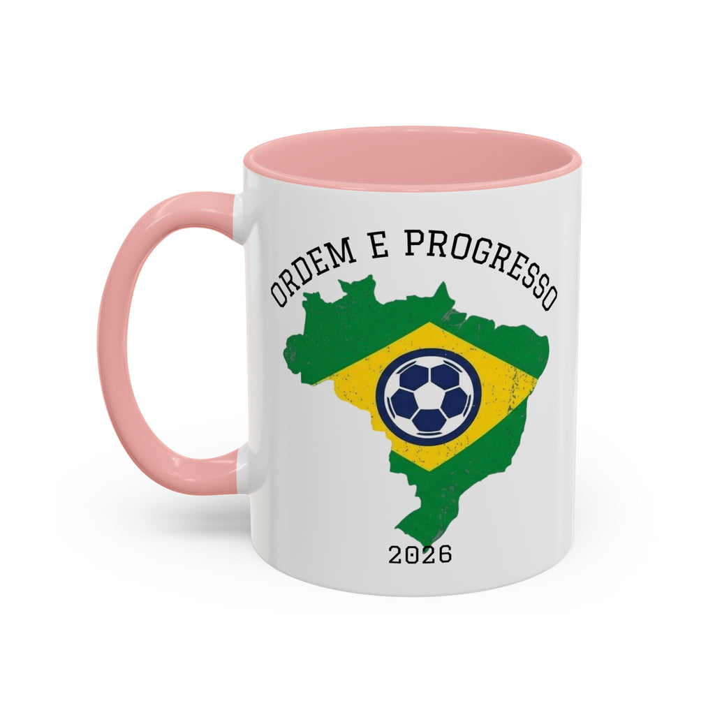 Brazil Map Soccer Coffee Mug — 2026 World Cup Brazil Flag Design