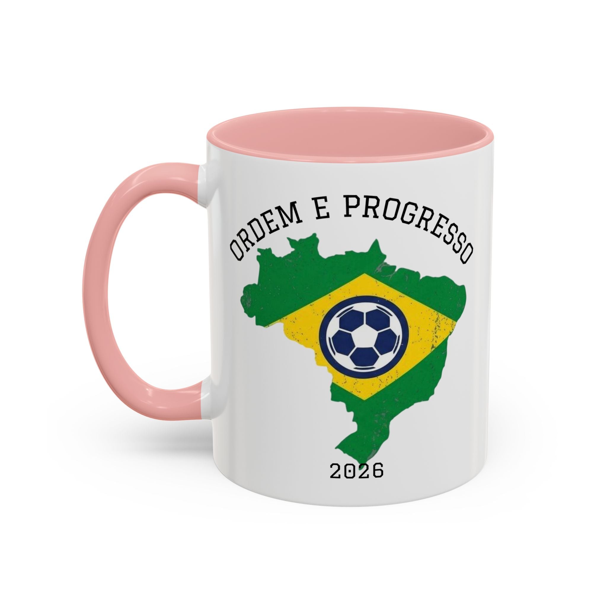 Brazil Map Soccer Coffee Mug — 2026 World Cup Brazil Flag Design