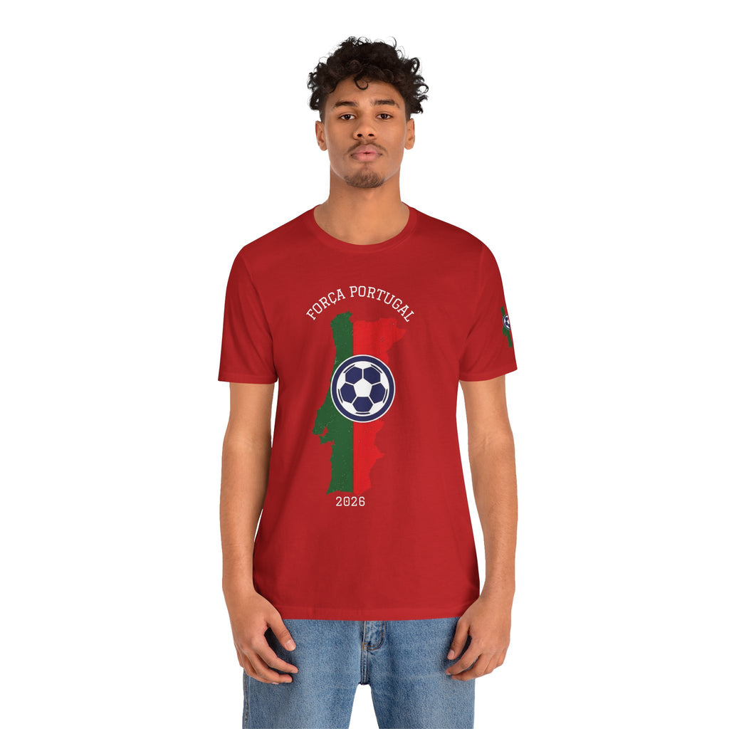 Força Portugal Soccer T‑Shirt — Portugal Map Football Fan Tee (2026)